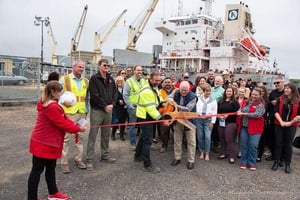 First shipment of GMA Garnet arrives at refurbished Coos Bay dock